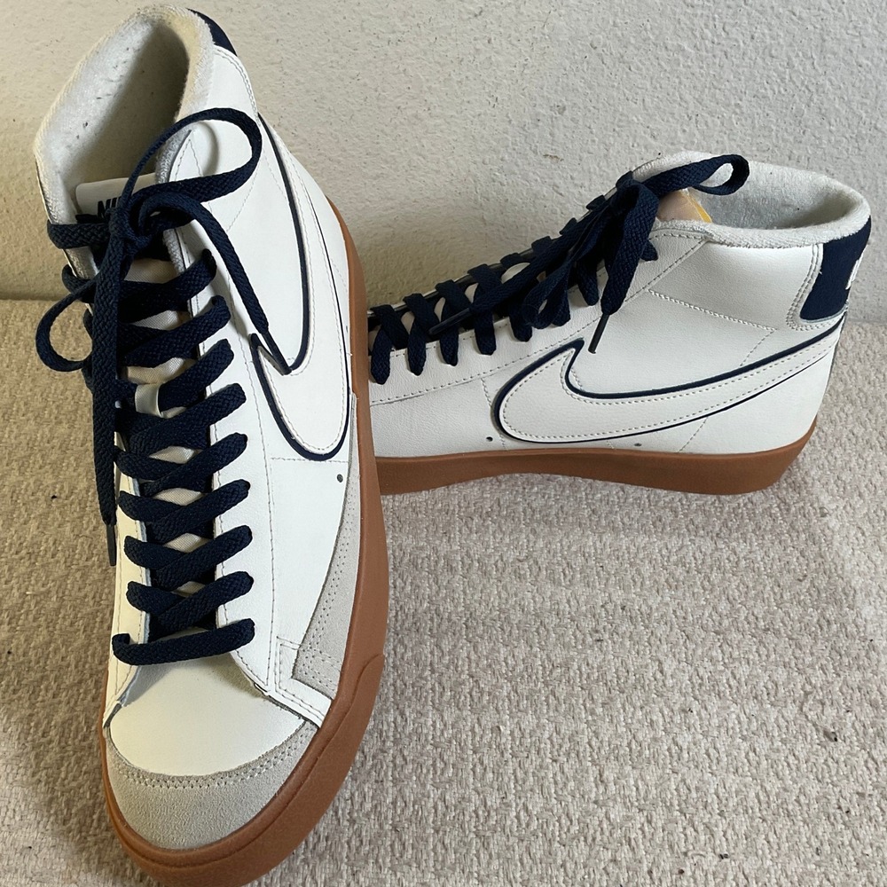 Nike Blazer Mid 77 White Midnight Navy Gum Sole DQ7672-100 Mens 10.5 VNTG PRM